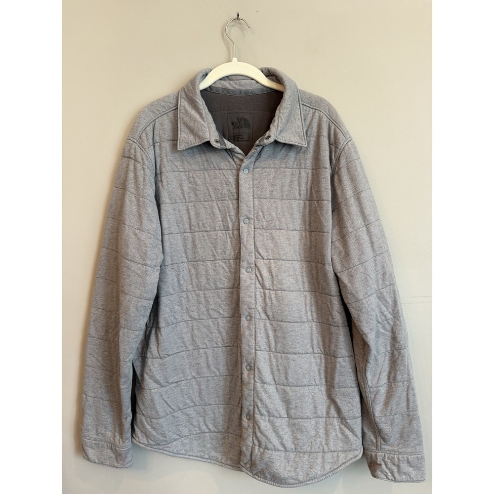 Men's The North Face Heather Grey Send It Button Up Shirt Jacket Shacket Sz XL